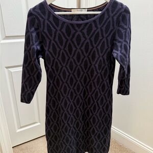 Boden Purple & Black Long Sleeve Patterned Knit Dress
